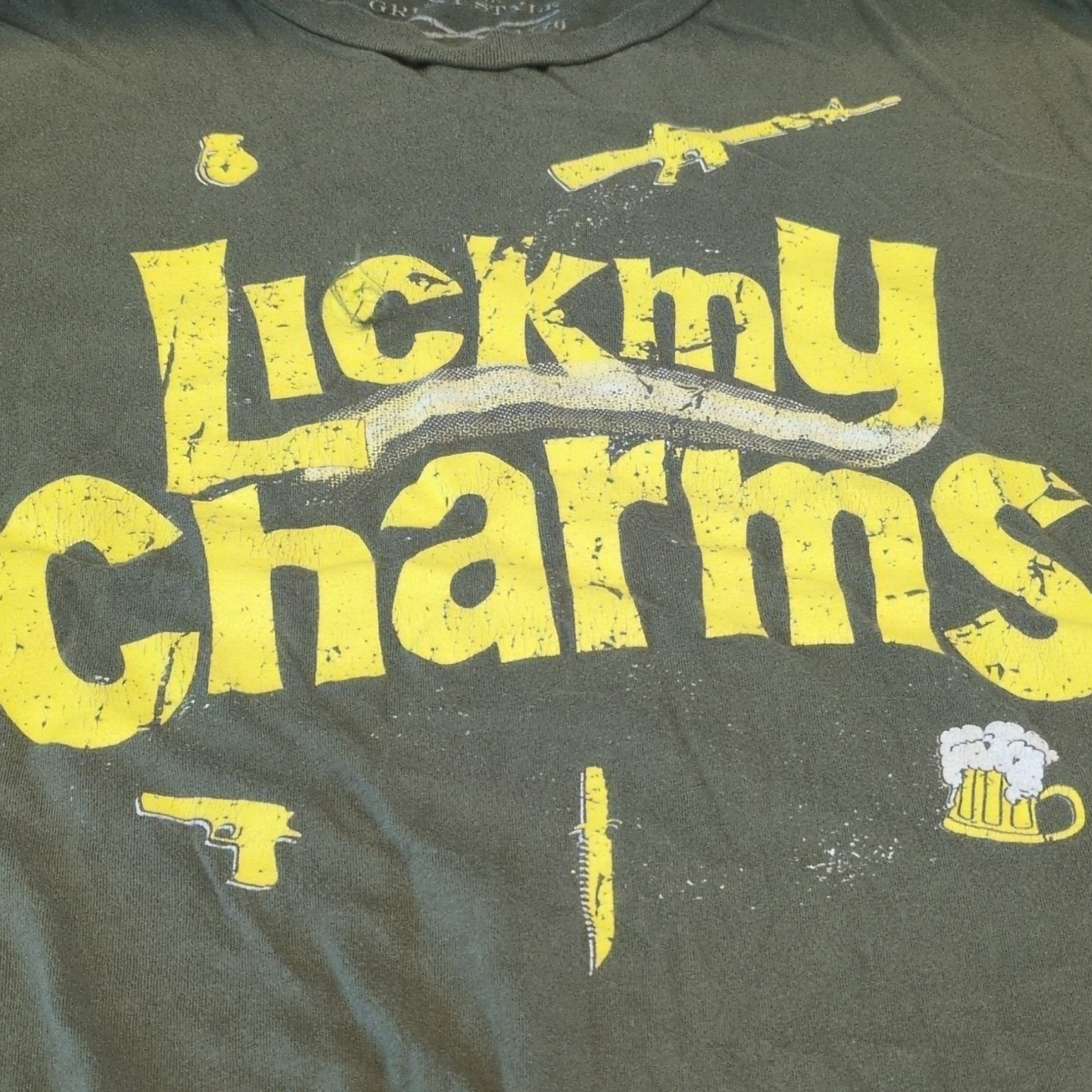Grunt Style Men's XL Green Lucky Charms Graphic Cotton Knit Crew Neck T-Shirt
