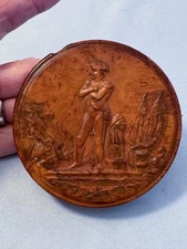 Circa 1820 France Wood Military Snuff Box Emperor Napoleon Waterloo Battle War
