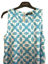 Tango Mango, New With Tags Blue/White Graphic Floral Tank Dress, Medium Ret $85