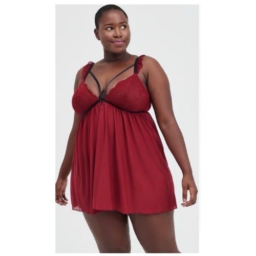 Torrid Mesh Cap Sleeve Strappy Baby Doll Lace Adjustable Ruffle Straps Size 3X - Picture 2 of 9