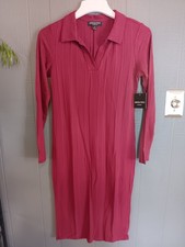 Absolutely Famous Bodycon Dress Burgundy Full Length Stretch Small Back Slit NWT