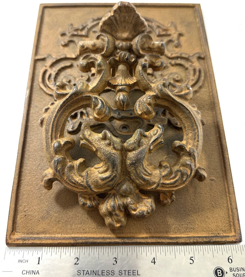 Vintage Style Cast Iron Ornate Wall Door Knocker Plaque | Victorian Rococo - Image 3 of 4