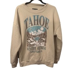 Vintage Tahoe California Graphic Beige Crewneck Sweatshirt Large