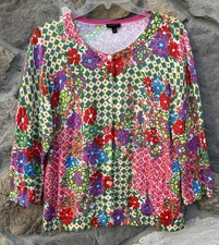 Talbots Button Up Cardigan Size L Colorful Floral Summer Layer Timeless Elevated