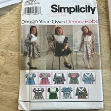 SIMPLICITY #9297 - GIRLS DESIGN YOUR OWN DRESS PATTERN  Size 5 6 7 8  FF
