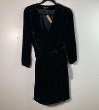 Womens J Crew Velvet Wrap Dress Lined Black 2 Style K0145 NWT