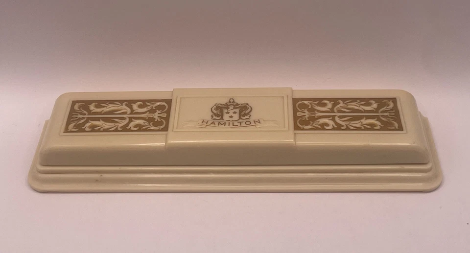 Vintage Hamilton 8 3/8” Long Celluloid Watch Presentation Box Case W/Blue Velvet - Image 2 of 4