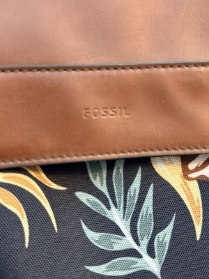 Fossil Miles Backpack Canvas And Leather Monstera Leaf  display picture 1