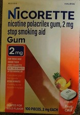 Nicorette Nicotine Gum 2MG Fruit Chill Flavor 100CT Exp 7/28