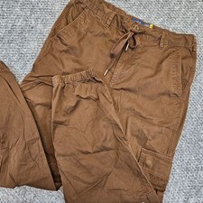 Polo Ralph Lauren Mens Brown Cargo Jogger Pants Small Elastic Waist Drawstring
