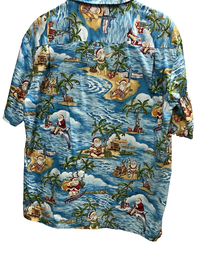 Мужская рубашка Aloha Republic Christmas Santa для серфинга средний размер пляж гавайская - Изображение 2 из 4