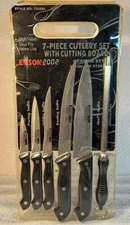 New Emson 2002 7 Piece Knife Set - 6 Knives, Small Cutting Board. #7508BL