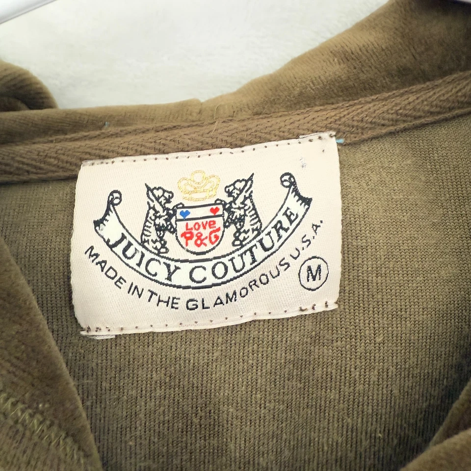 Sudadera con capucha Juicy Couture para mujer M verde cremallera completa metal tachonado Y2K Foto 3 de 4