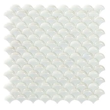White Fish Scale Recycled Glass Bathroom Mosaic Tile Kitchen Mosaik 317x324mm