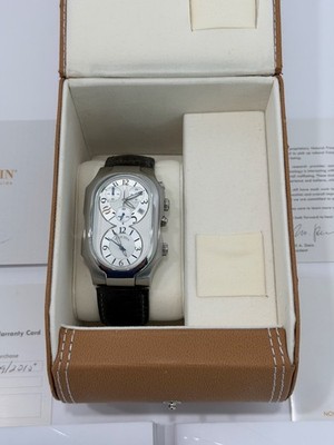 Phillip Stein Mens Chronograph Watch White Dial 3 crs with Grey Band
