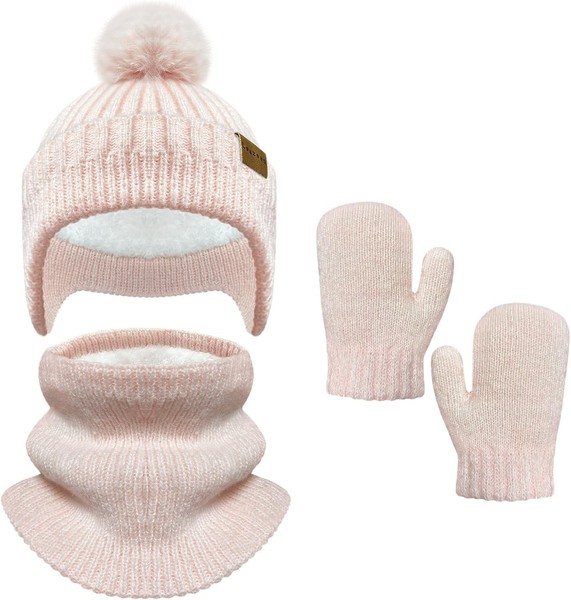 MüTze Schal Handschuhe Set MäDchen, WintermüTze Kinder, Schal Kleinkind-image