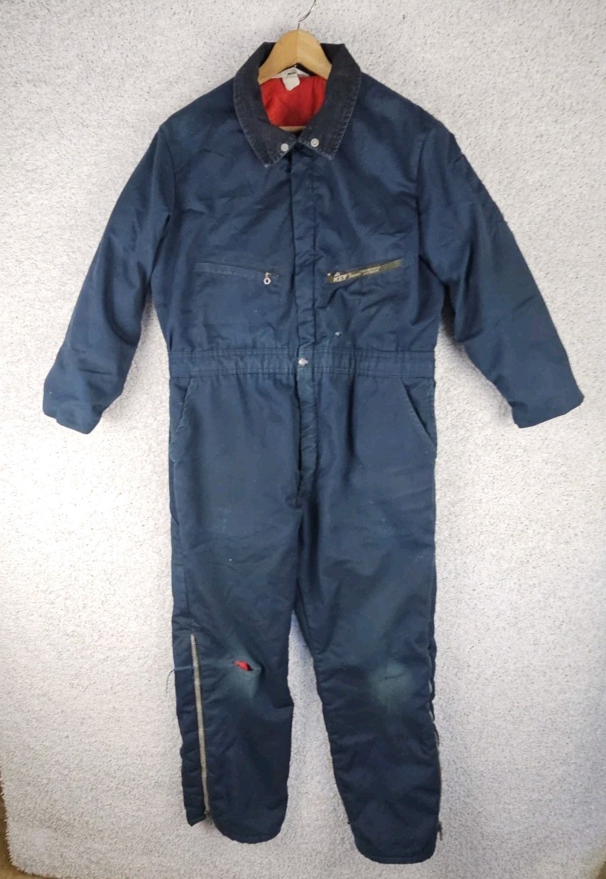 Vintage Key Imperial Insulated Quilted Work Coverall Jumpsuit Medium HEAVY USE