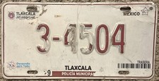2015-17 Tlaxcala México Policía Municipal Matrícula Policía Municipal 3-4504