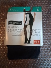 No nonsense Women's Black Opaque Shaping Tights - Pick Your Size M, L, or XL 