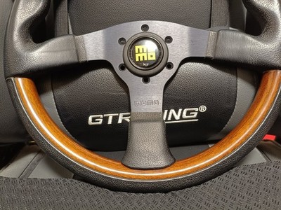 パーツ Momo wood steering wheel MOMO Genuine Used Leather Wood Steering Wheel 360mm Diameter