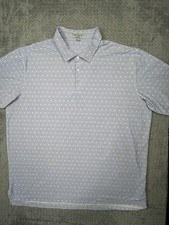 Peter Millar Polo Shirt Mens XXL Blue Summer Comfort AOP Crowns Logo Golf