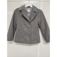 OLD NAVY Boys Wool Pea Coat Double Breasted Gray 10/12 0129