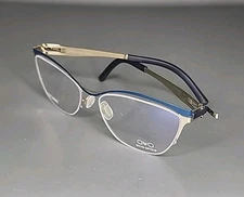Cateye OVVO Optics 3741 Deep Sea / Light Gold Half Rim Titanium Eyeglass Frame 