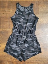 Athleta Girl On The Go Romper Grey Camouflage Girl's Size M 8-10 NWOT