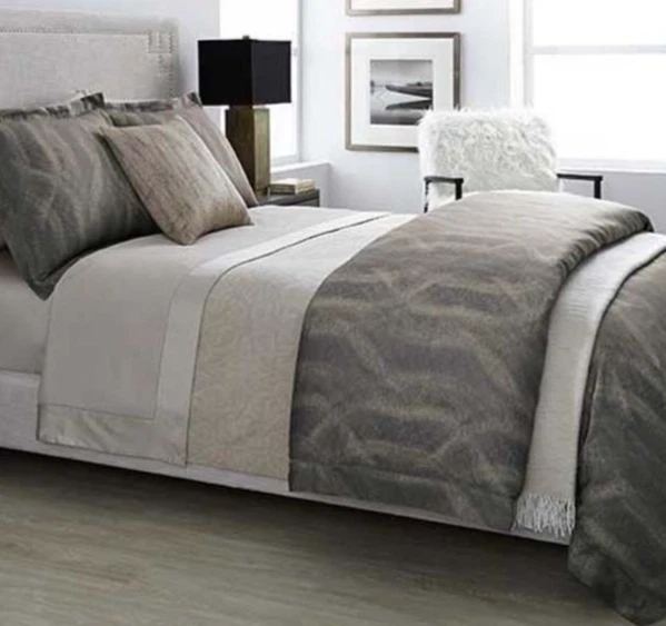 Funda nórdica Sferra Belardo Indigo Queen + tocador sham algodón satén Italia nueva Foto 4 de 4