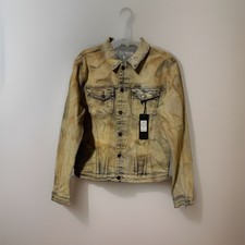 Si Tu Veux Luxury Denim Jacket Wine Tint Indigo Women’s Size Medium Msrp $165