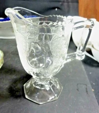 Vintage 5" Pressed Glass Creamer "Baltimore Pear" Jeanette Glass Co.