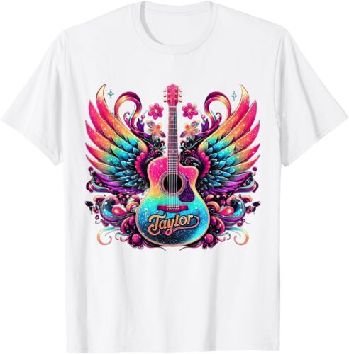 Girl Retro Taylor First Name Personalized Groovy 80's T-Shirt