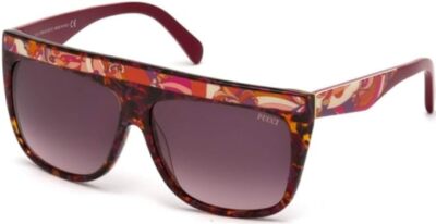 Emilio Pucci EP8 56T Havana Square Bordeaux Gradient 59-12-140 Unisex Sunglasses