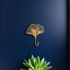 Gold Ginkgo Leaf Metal Wall Hook Wall Mount Storage Display Hooks for Wall