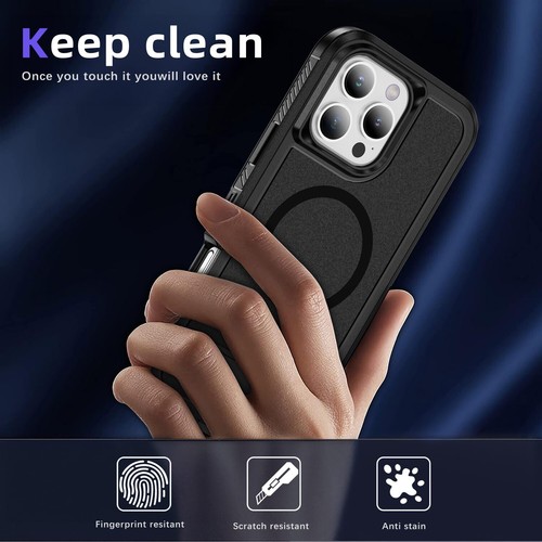 Funda magnética MagSafe para Apple iPhone 16 Pro Max/16 Pro a prueba de golpes con soporte - Imagen 12 de 27