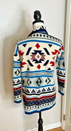 Forever 21 Womens Small Aztec Chunky Knit Sweater Southwest Open Front Cardigan - Picture 3 of 5