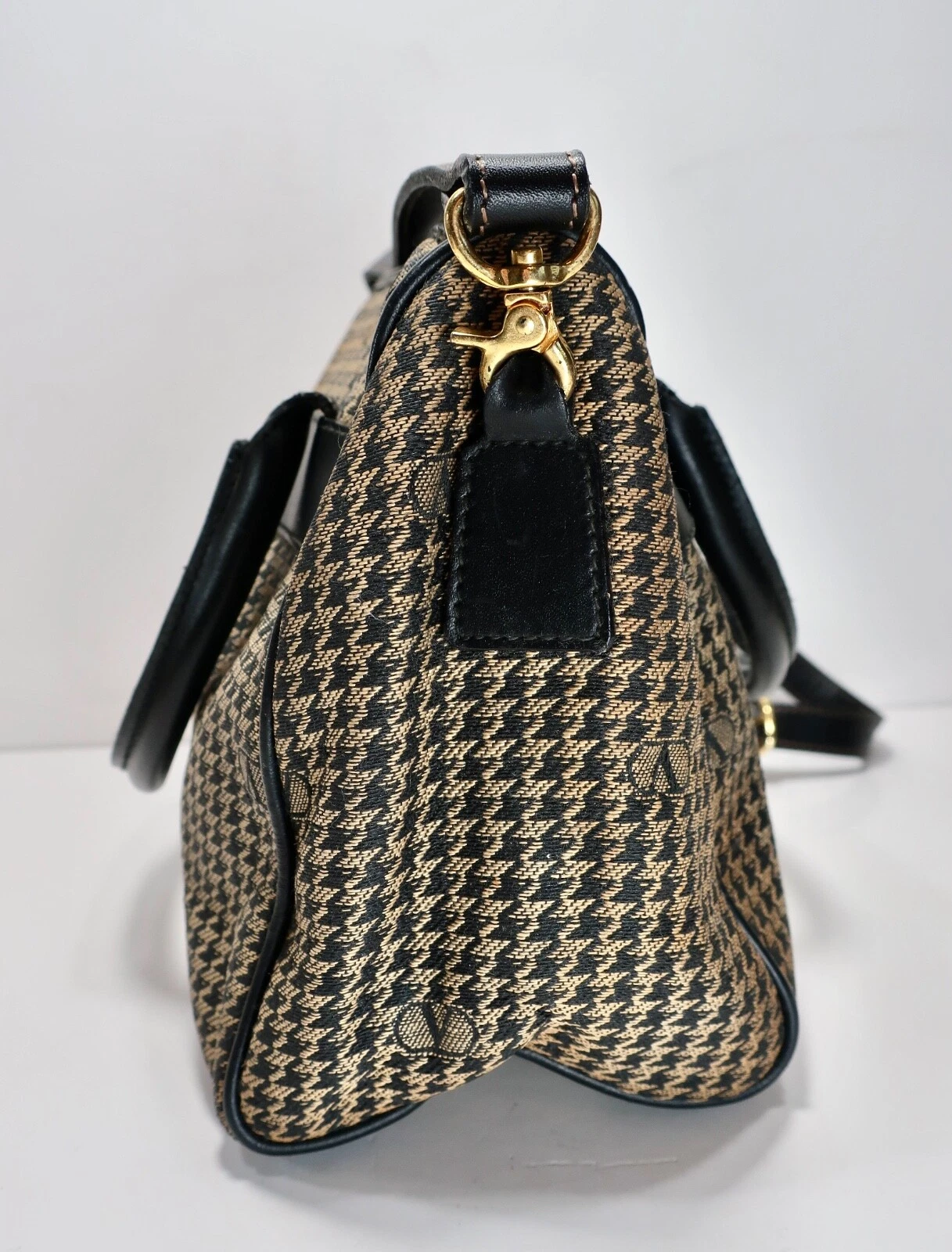 Borsa a mano VALENTINO GARAVANI in tela marrone a tracolla 2 vie con pied de poule