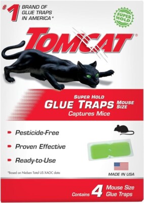 Tomcat Super Hold Glue Traps Mouse Size, Contains 4 Traps - Captures Mice