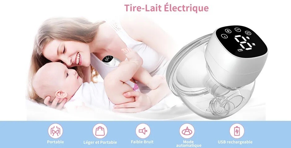 Tire-lait électrique intelligent et indolore compact rose pâle pour maman