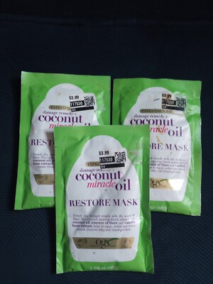 (Lot of 3) OGX Extra Strength Damage Remedy + Coconut Miracle Oil Restore Mask