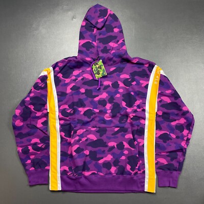 100% Authentic A Bathing Ape Color Camo Pullover Hoodie 3XL - Lakers Kobe