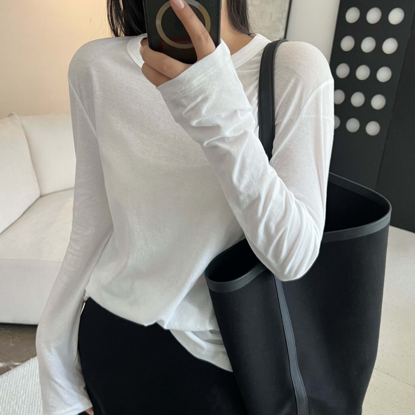 FILA T shirt donna THE ROW comoda cotone girocollo maniche lunghe sottile