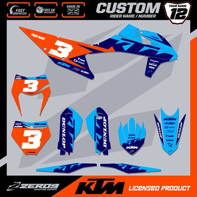 KTM MOTOCROSS GRAFIK, CUSTOM MX GRAPHICS KIT, SX SXF EXC EXCF CRUISE BLU/BLU