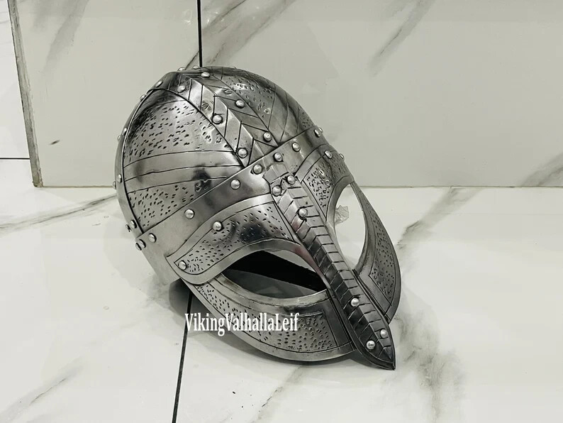 Casco vikingo - Réplica de casco vikingo normando Medieval endurecido cercas Wickes
