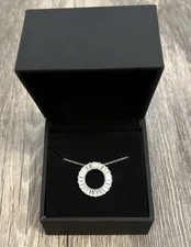 ZALES Baguette White Lab-Created Sapphire Circle Pendant in Sterling Silver NEW