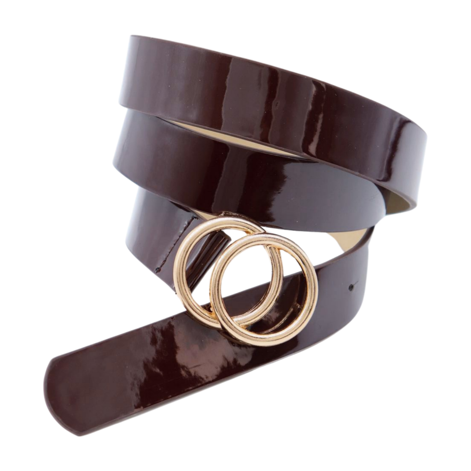 Brown Leather Gold Circle Belt main image 1