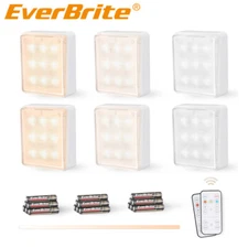 EverBrite 6 Packs Tap Lights LED Closet Lights Remote Control Warm & Cool White