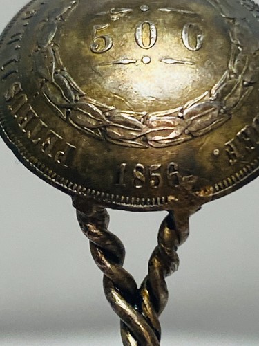 Rare Spoon Handmade with Brazil 500 Reis 1856 Pedro II silver KM# 464 & Stone - Picture 17 of 22