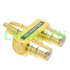 1pce Adapter RCA AV phono plug to 2x RCA socket jack Y audio Splitter 1M2F green