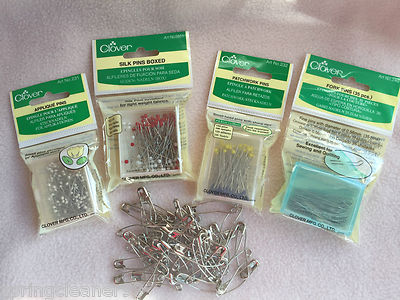 QUILTERS!~ CLOVER FORK PINS~APPLIQUE PINS~SILK PINS~PATCHWORK~CURVED SAFETY  PINS